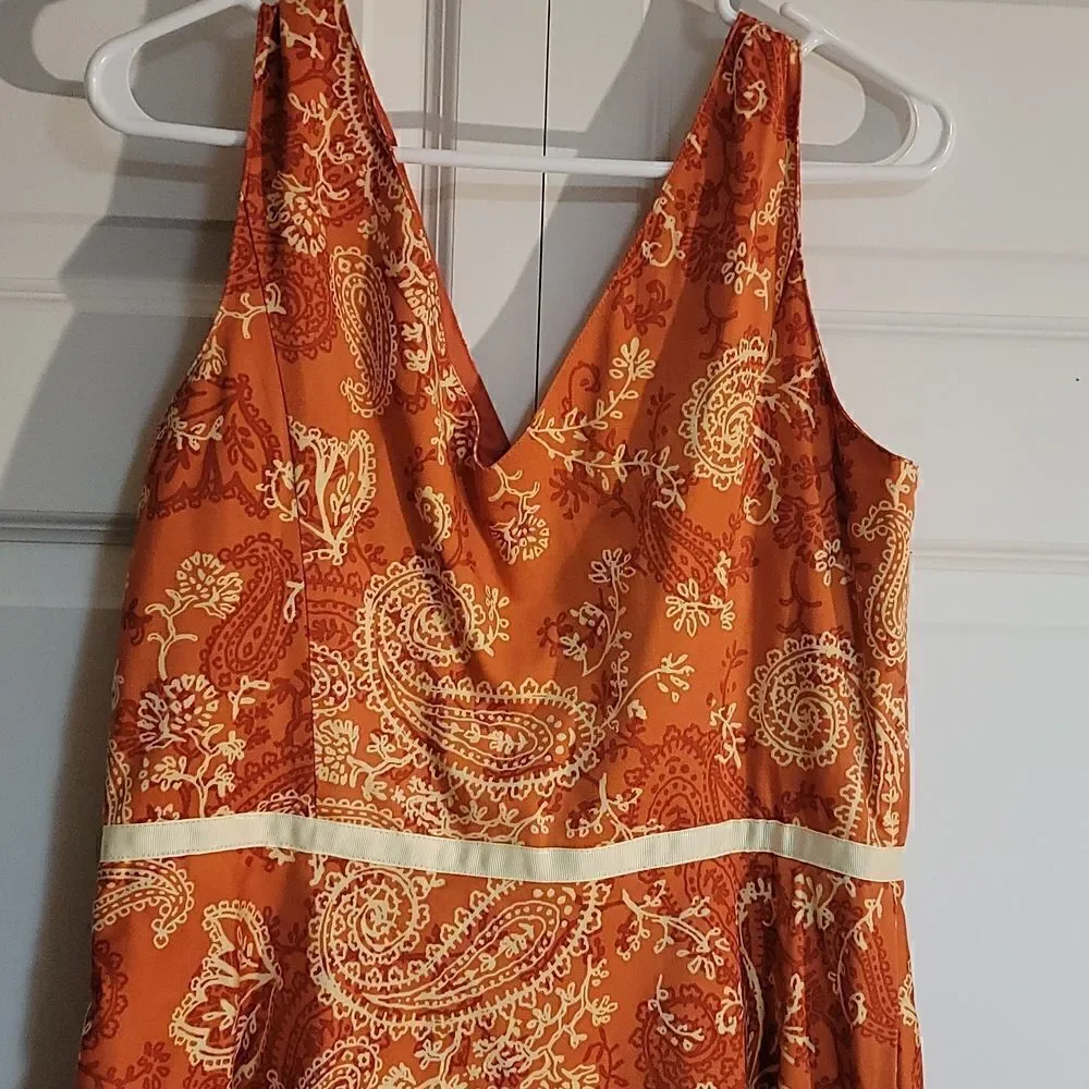 Ps.style Women's 90's Orange Paisley Print Dress
